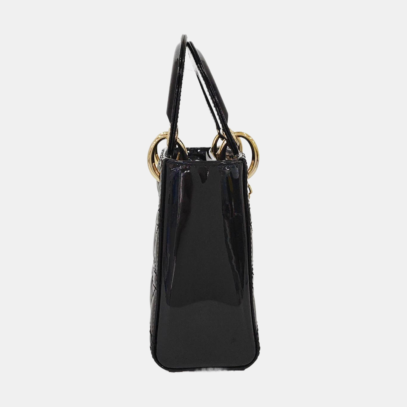 Lady Dior Mini Cannage Patent Leather Black
