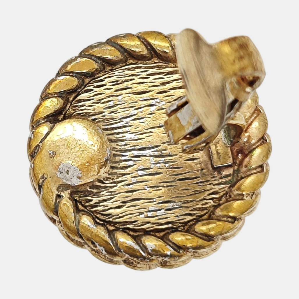 Twist Round Metal Gold Clip On Earrings