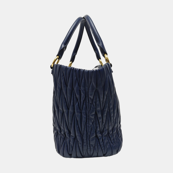 Quilted Lambskin Tote Bag Blue