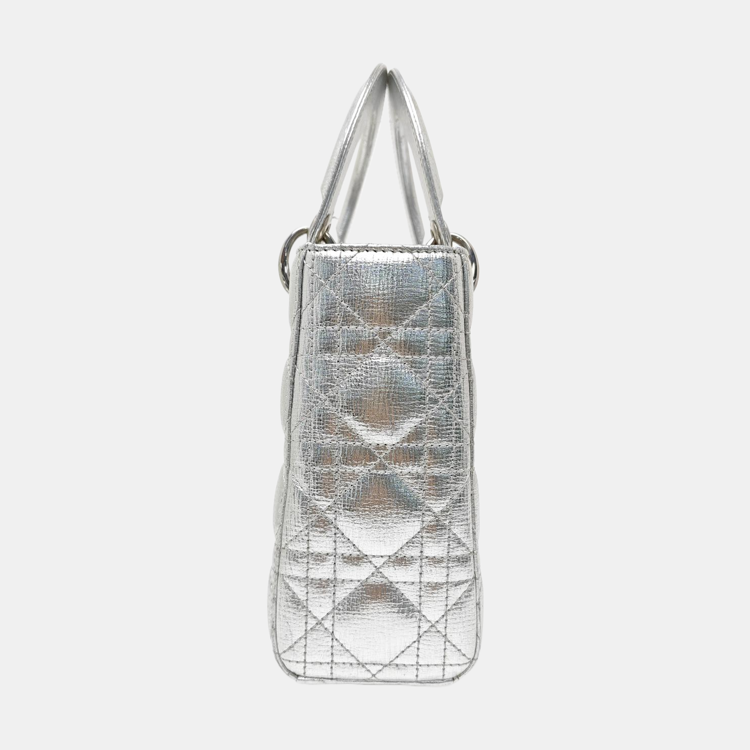 Lady Dior Small Cannage Calfskin Silver