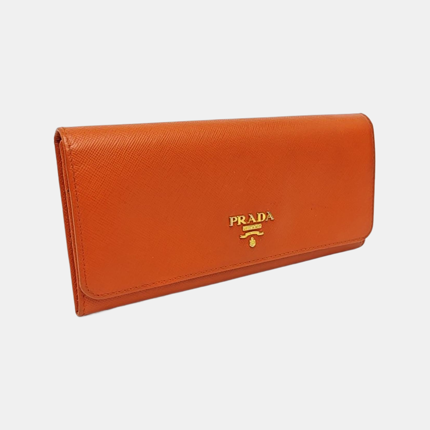 Fold Wallet Saffiano Calfskin Orange Wallet
