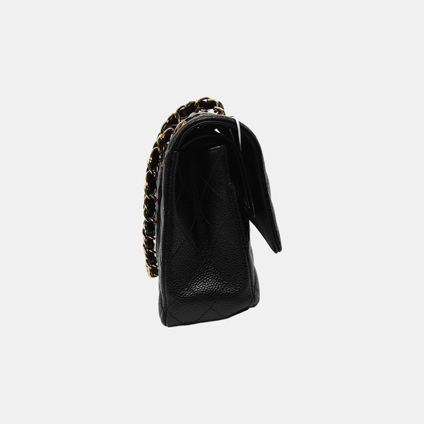 CLASSIC FLAP Medium Quilted Grained Calfskin Black