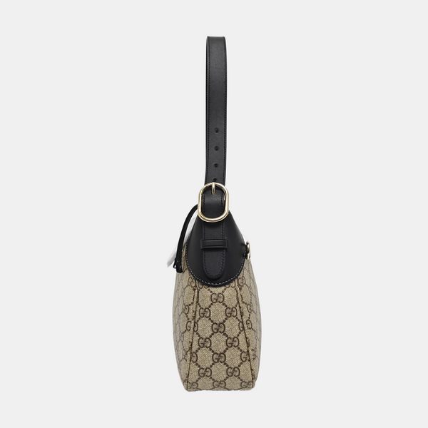 GG Emblem Small Monogram Coated Canvas Beige