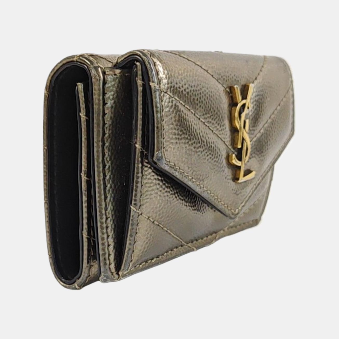 Chevron Calfskin Wallet Gray