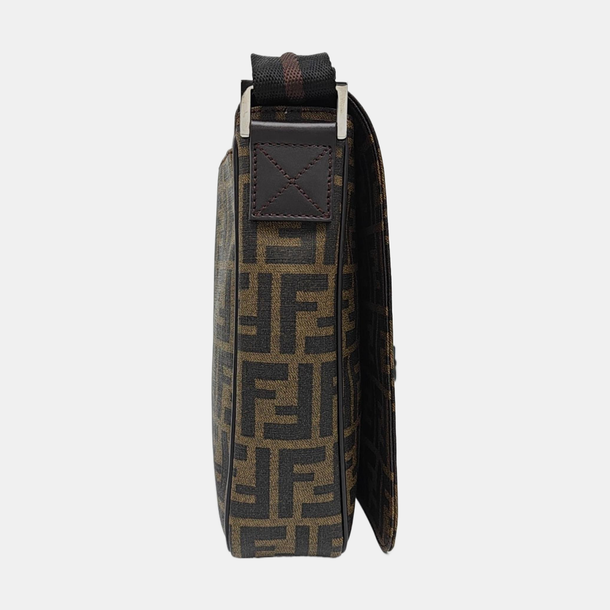 Coated Canvas Shoulder Bag Brown