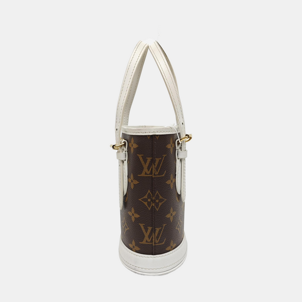 BUCKET Nano Monogram Coated Canvas Brown
