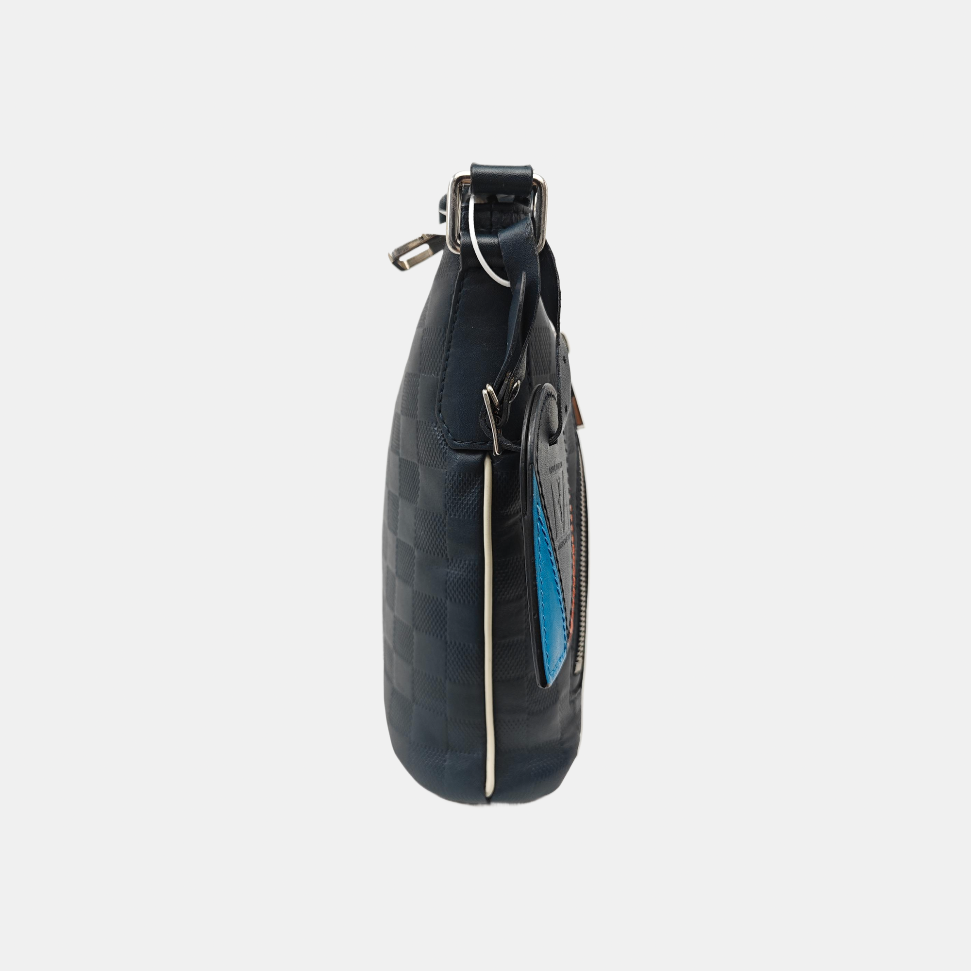Damier Calfskin Crossbody Bag Blue