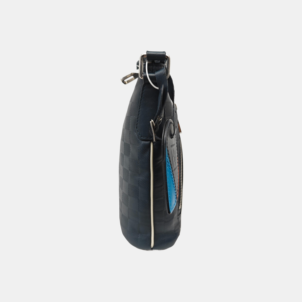 Damier Calfskin Crossbody Bag Blue