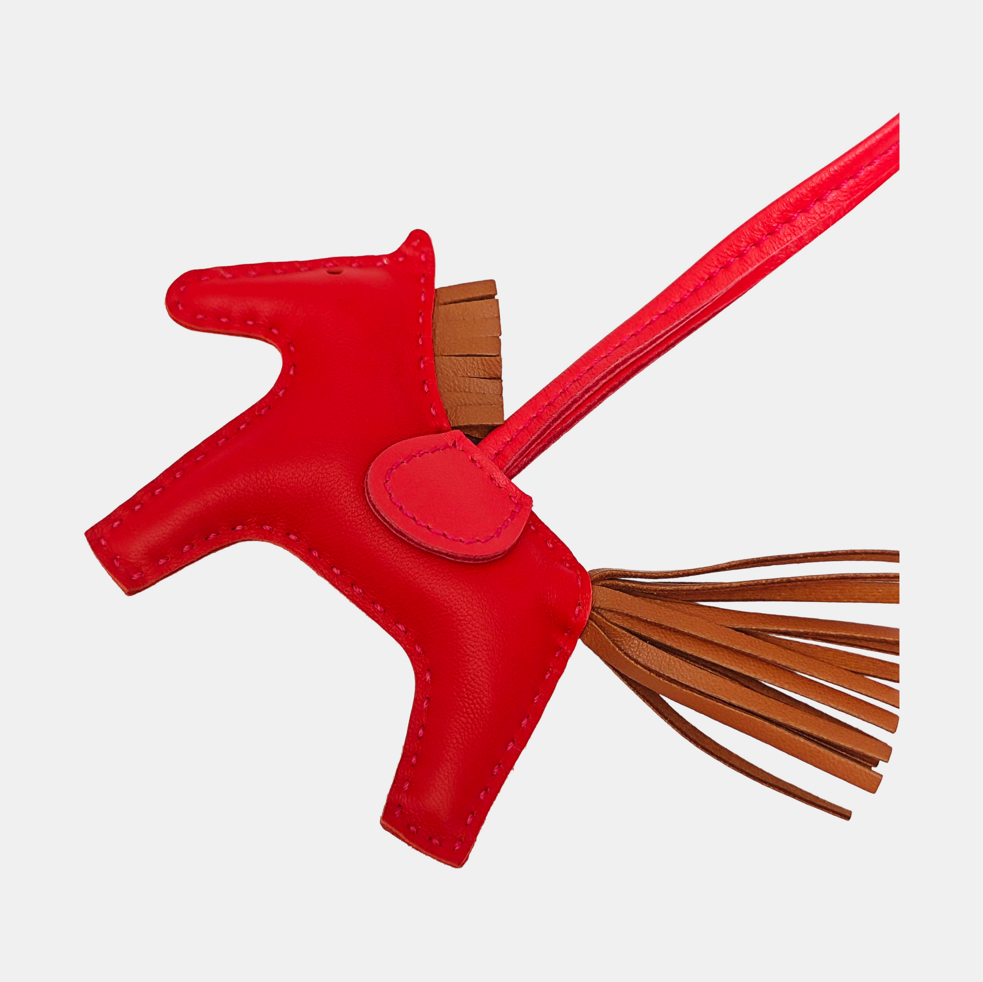 Leather Bag Charm Red