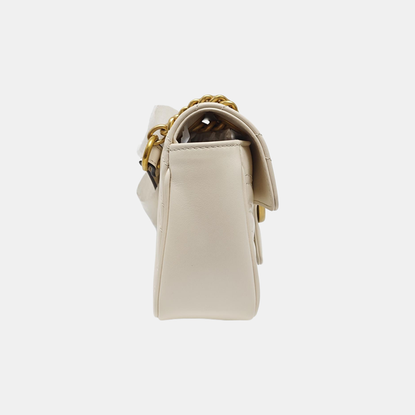 GG Marmont Small Quilted Calfskin White