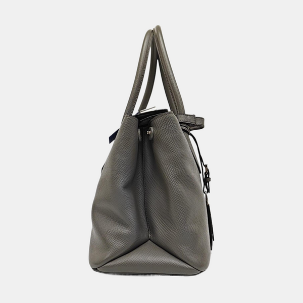 Double Medium Saffiano Calfskin Gray