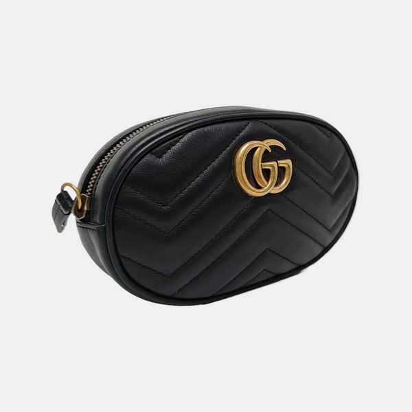Authenticated pre-owned  GG Marmont Quilted Calfskin Black - Belt Bag at Looply