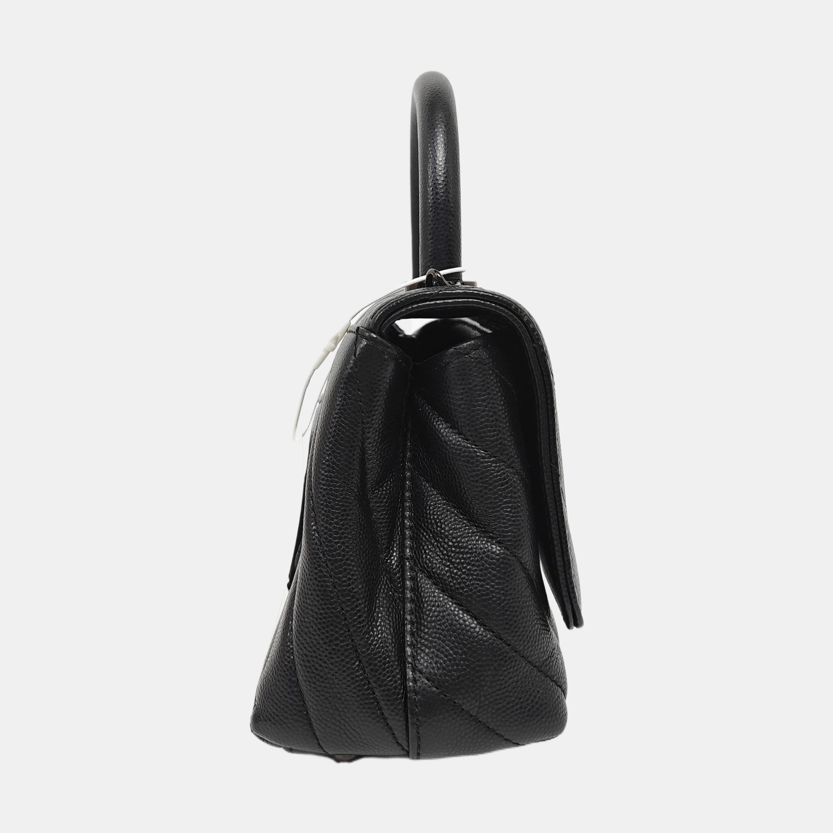 COCO HANDLE Mini Chevron Grained Calfskin Black