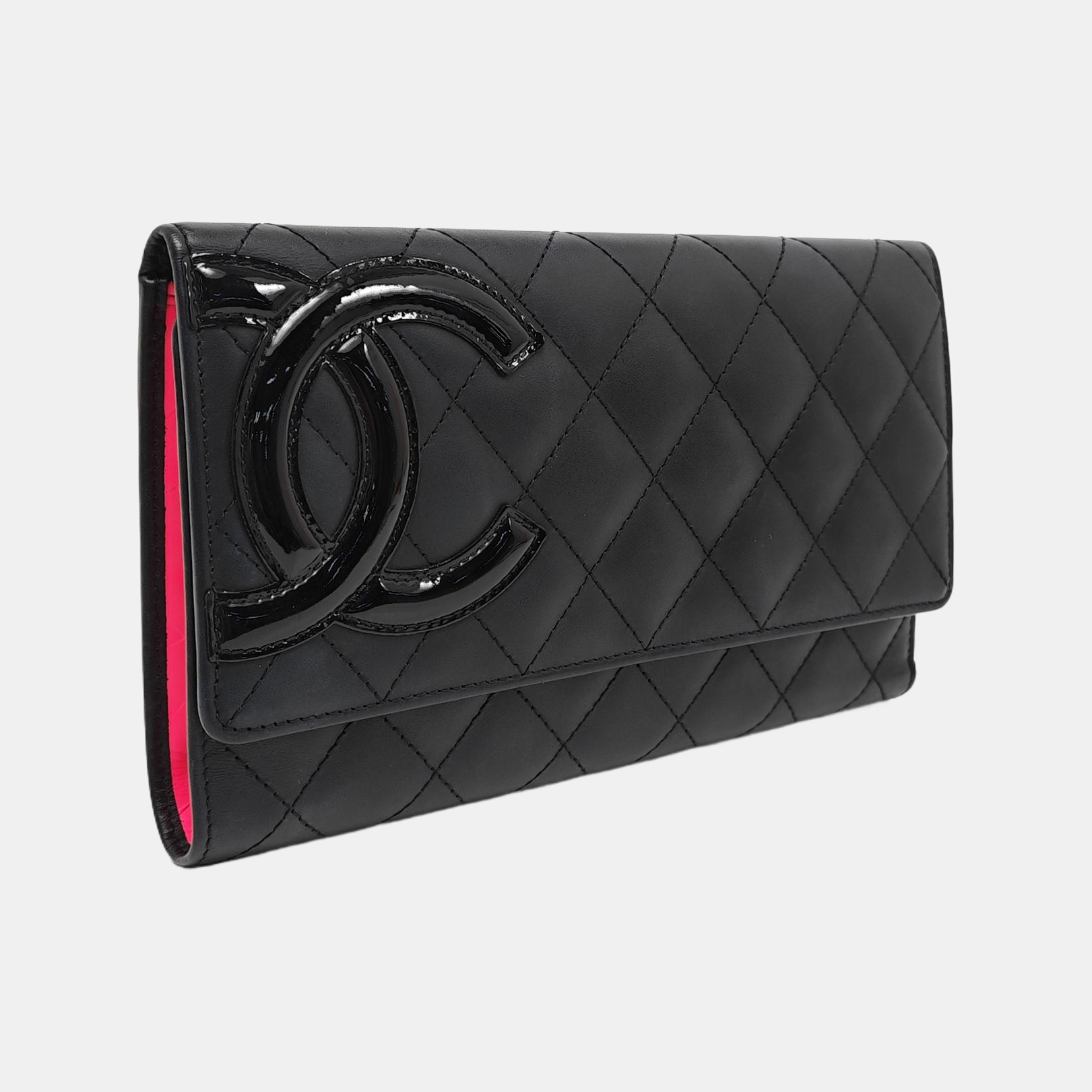 Authenticated pre-owned  CAMBON Quilted Calfskin Black - Clutch at Looply