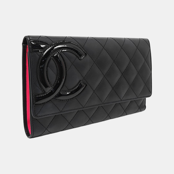 Authenticated pre-owned  CAMBON Quilted Calfskin Black - Clutch at Looply