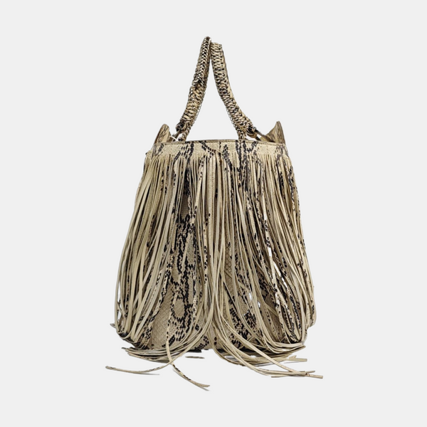 Python Top Handle Bag Beige
