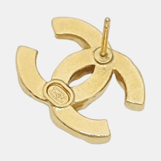 CC Logo Metal Gold Stud Earrings