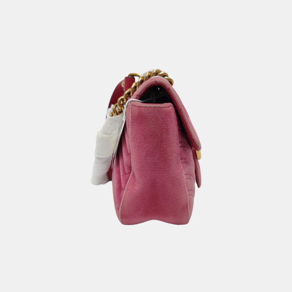 GG Marmont Medium Quilted Velvet Pink