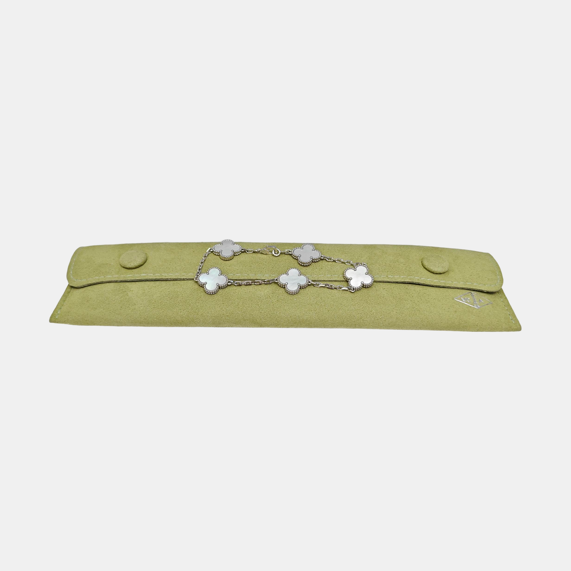 Vintage Alhambra 18k White Gold Silver Bracelet