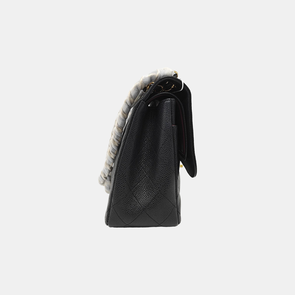 CLASSIC FLAP Jumbo Quilted Grained Calfskin Black