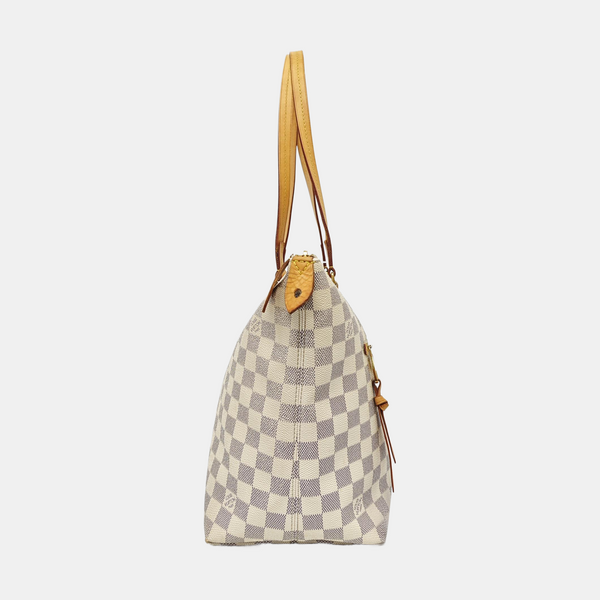IENA MM Damier Azur Coated Canvas White