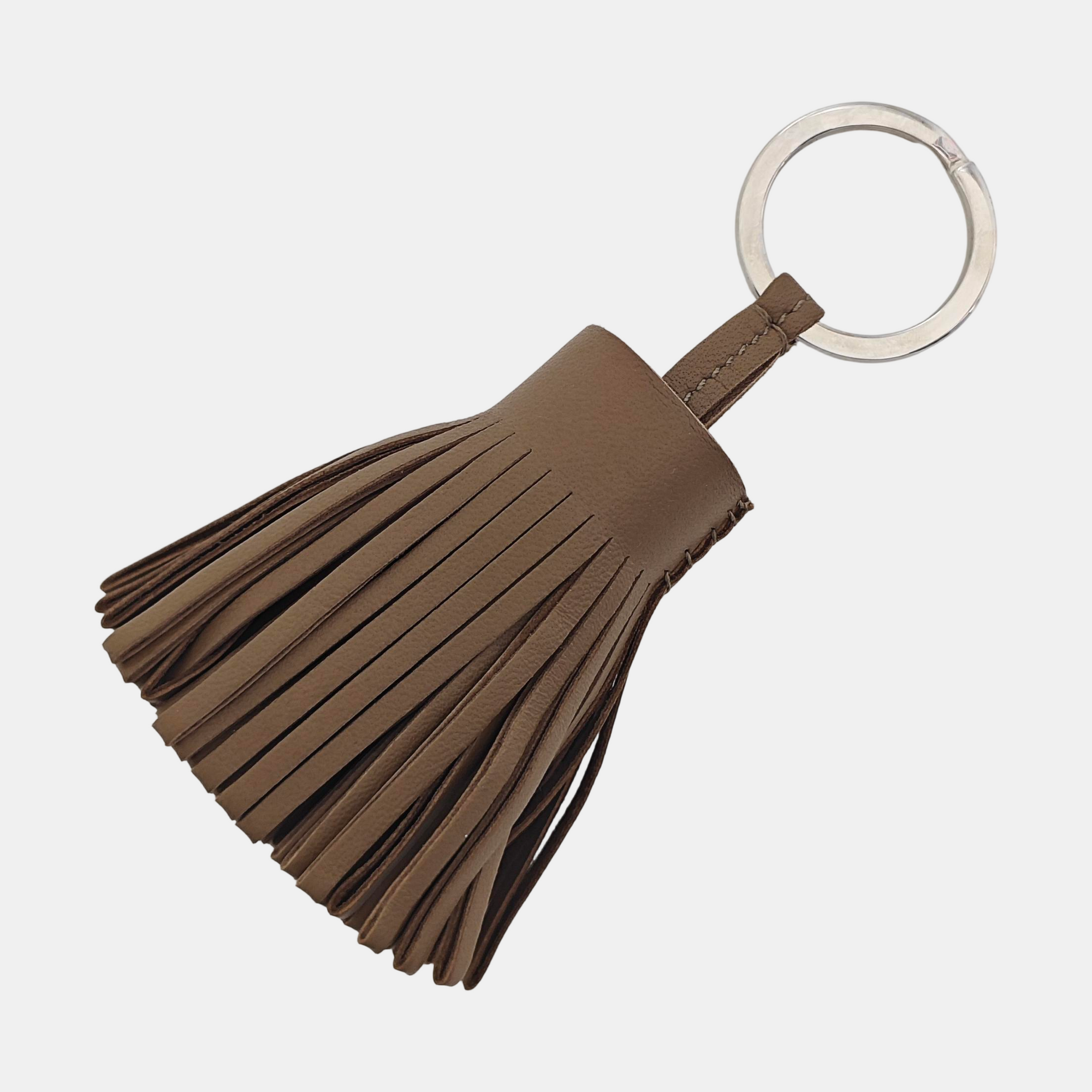 Leather Bag Charm Gray
