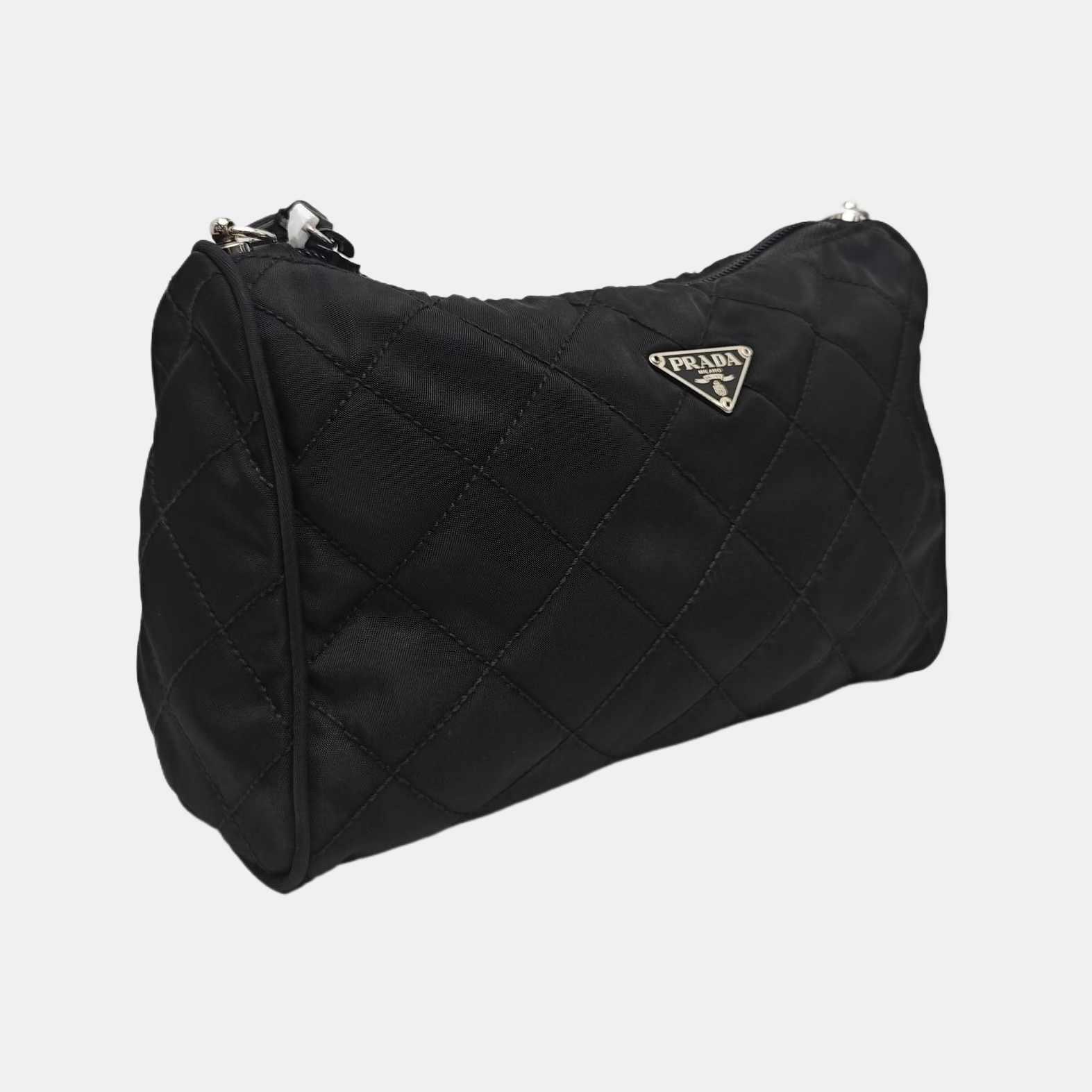 Quilted Nylon Clutch Black