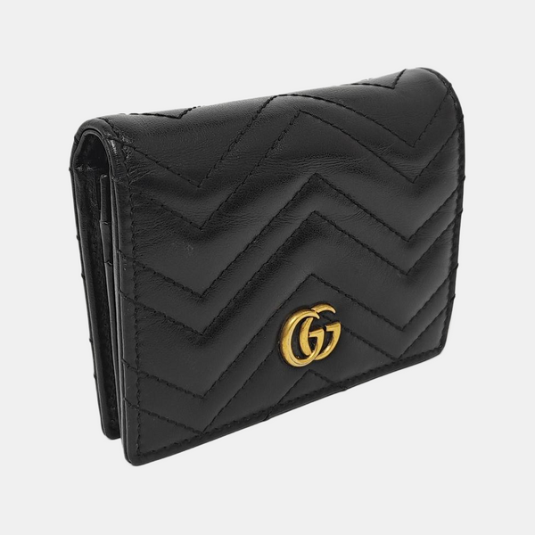 GG Marmont Mini Quilted Calfskin Black Card Holder
