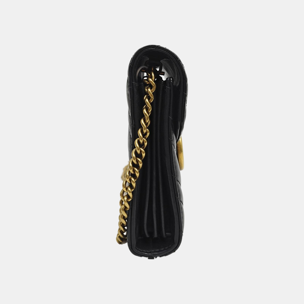 GG Marmont Mini Chevron Calfskin Black