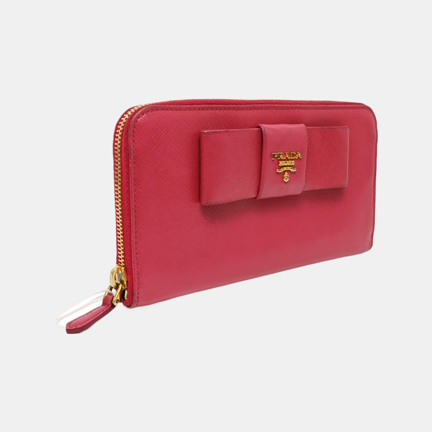Fiocco Bow Saffiano Calfskin Red Wallet