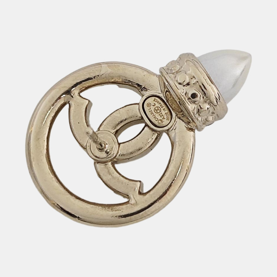 CC Logo Metal Gold Stud Earrings