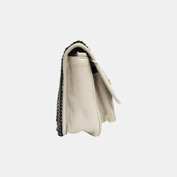 NIKI Small Chevron Calfskin White