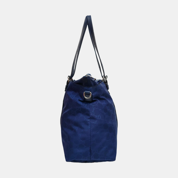 Monogram Nylon Tote Bag Blue