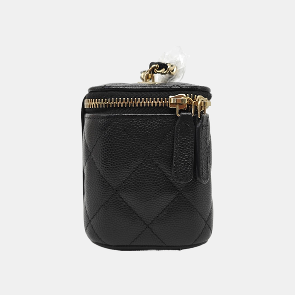 VANITY CASE Mini Quilted Grained Calfskin Black