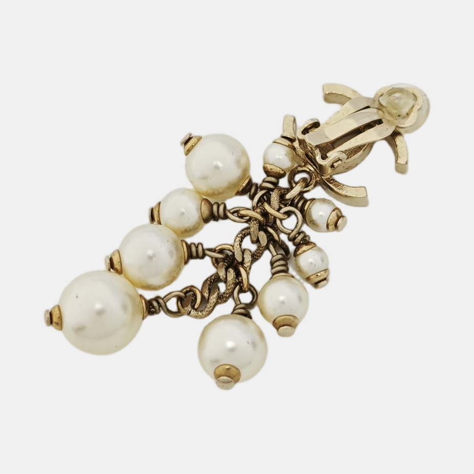 CC Logo Metal Gold Clip On Earrings
