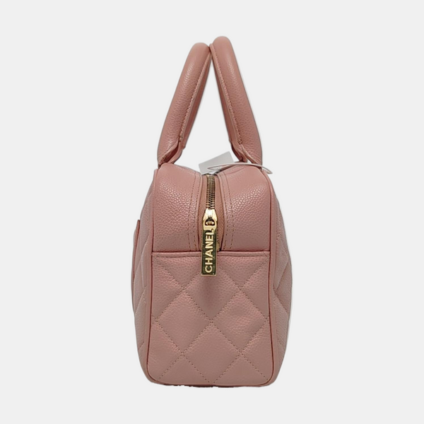 BOWLER Quilted Grained Calfskin Pink