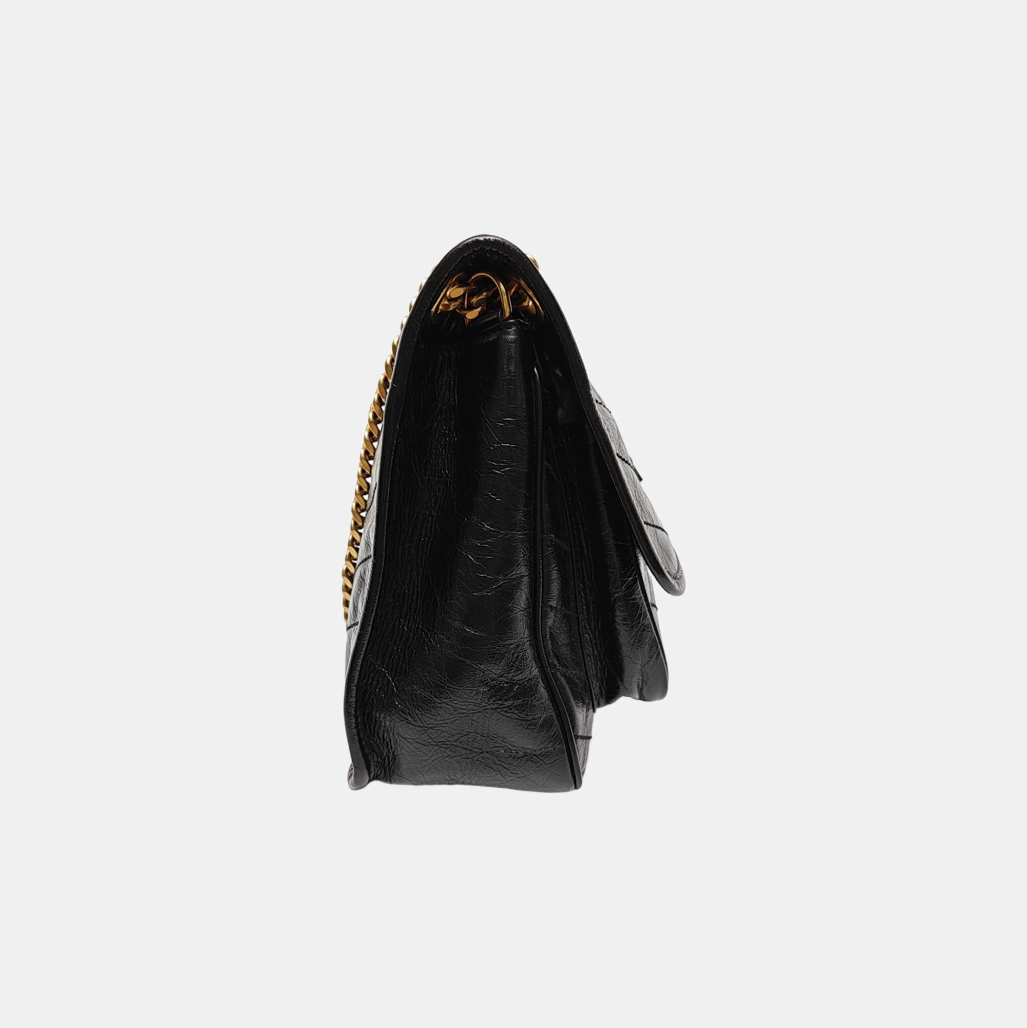 NIKI Medium Chevron Calfskin Black