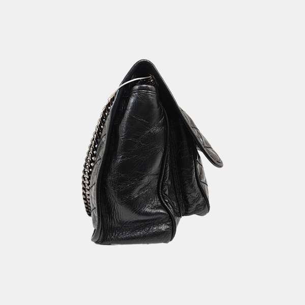 NIKI Medium Chevron Calfskin Black