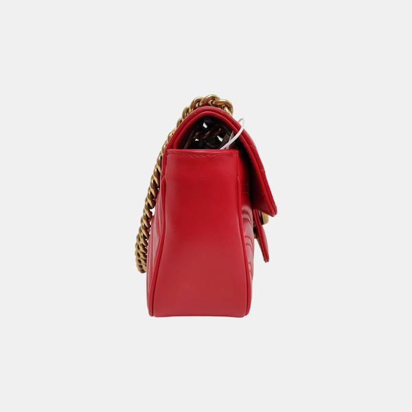 GG Marmont Small Quilted Calfskin Red