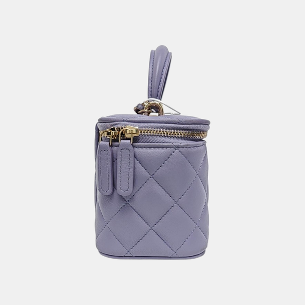 ESTUCHE DE TOCADOR Piel de cordero acolchada Morado