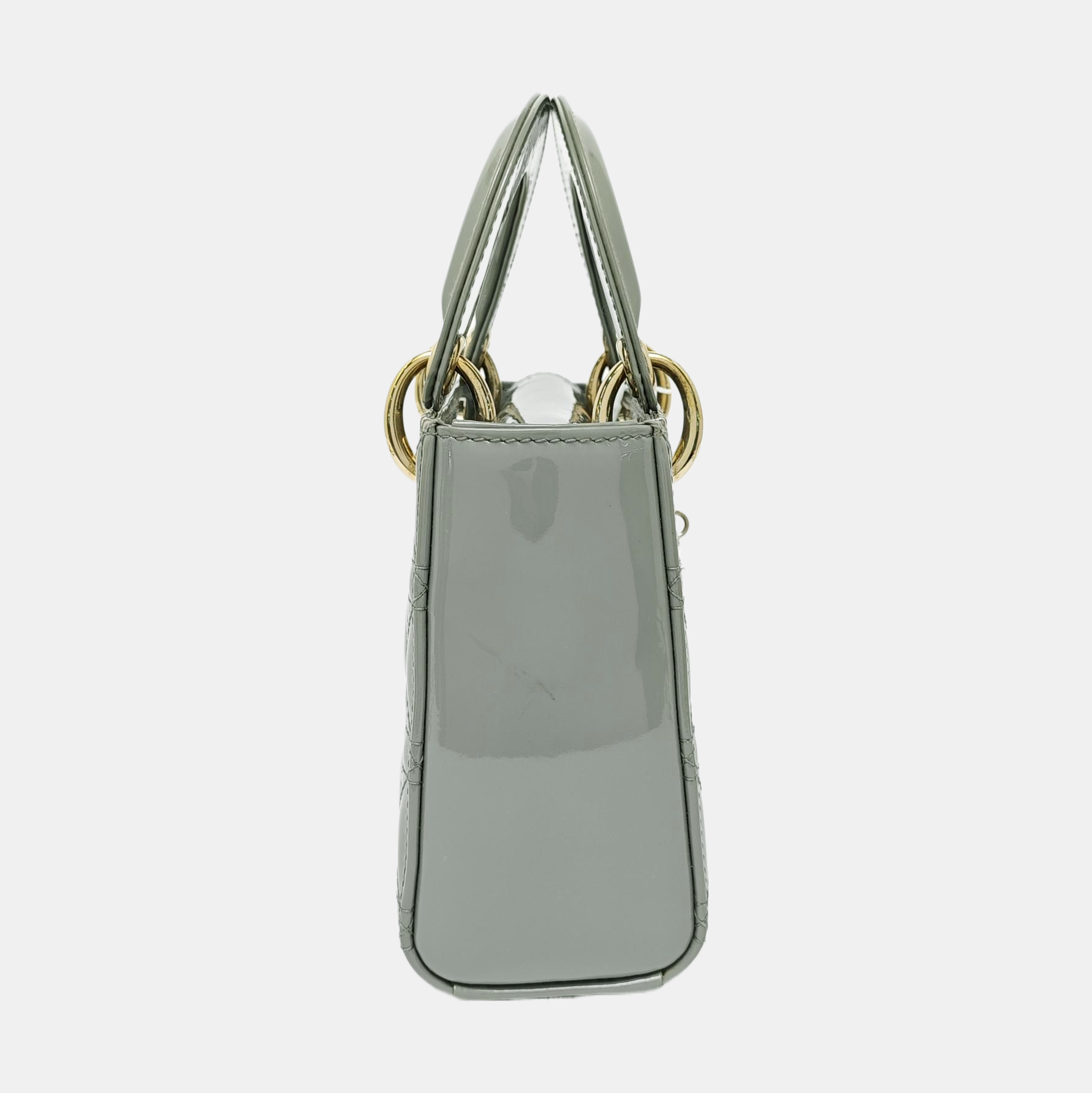 Lady Dior Mini Cannage Patent Leather Green