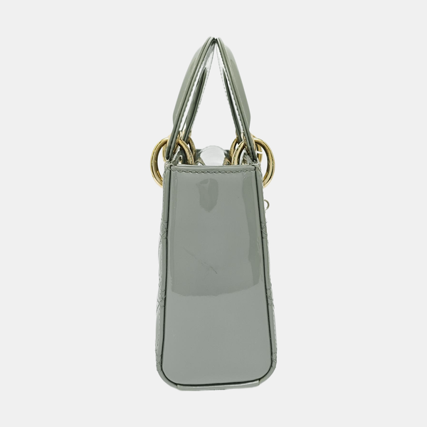 Lady Dior Mini Cannage Patent Leather Green