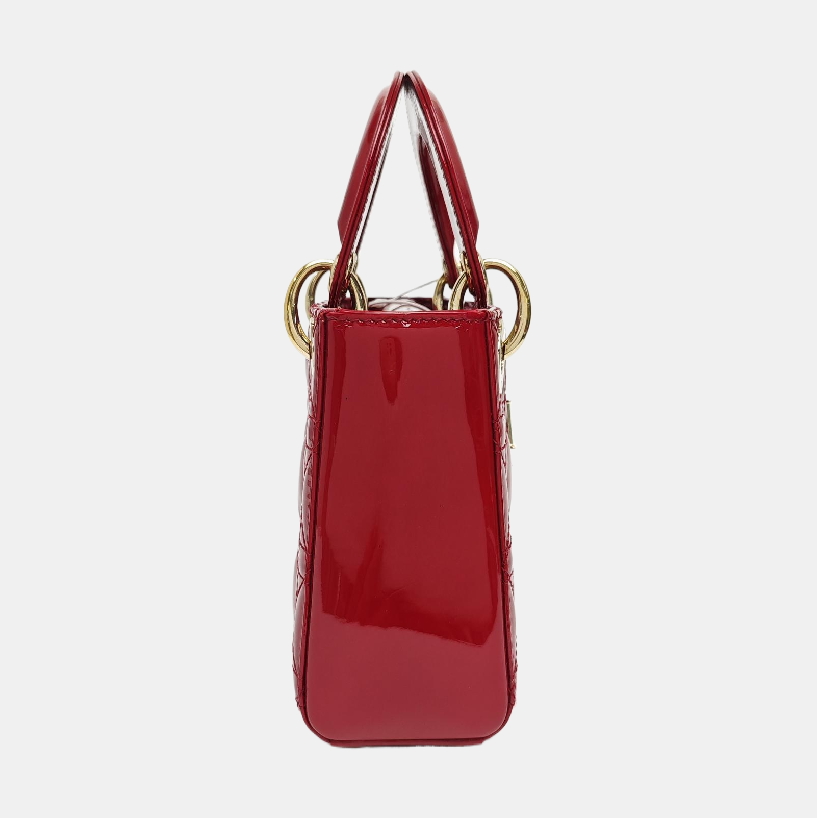 Lady Dior Mini Cannage Patent Calfskin Red