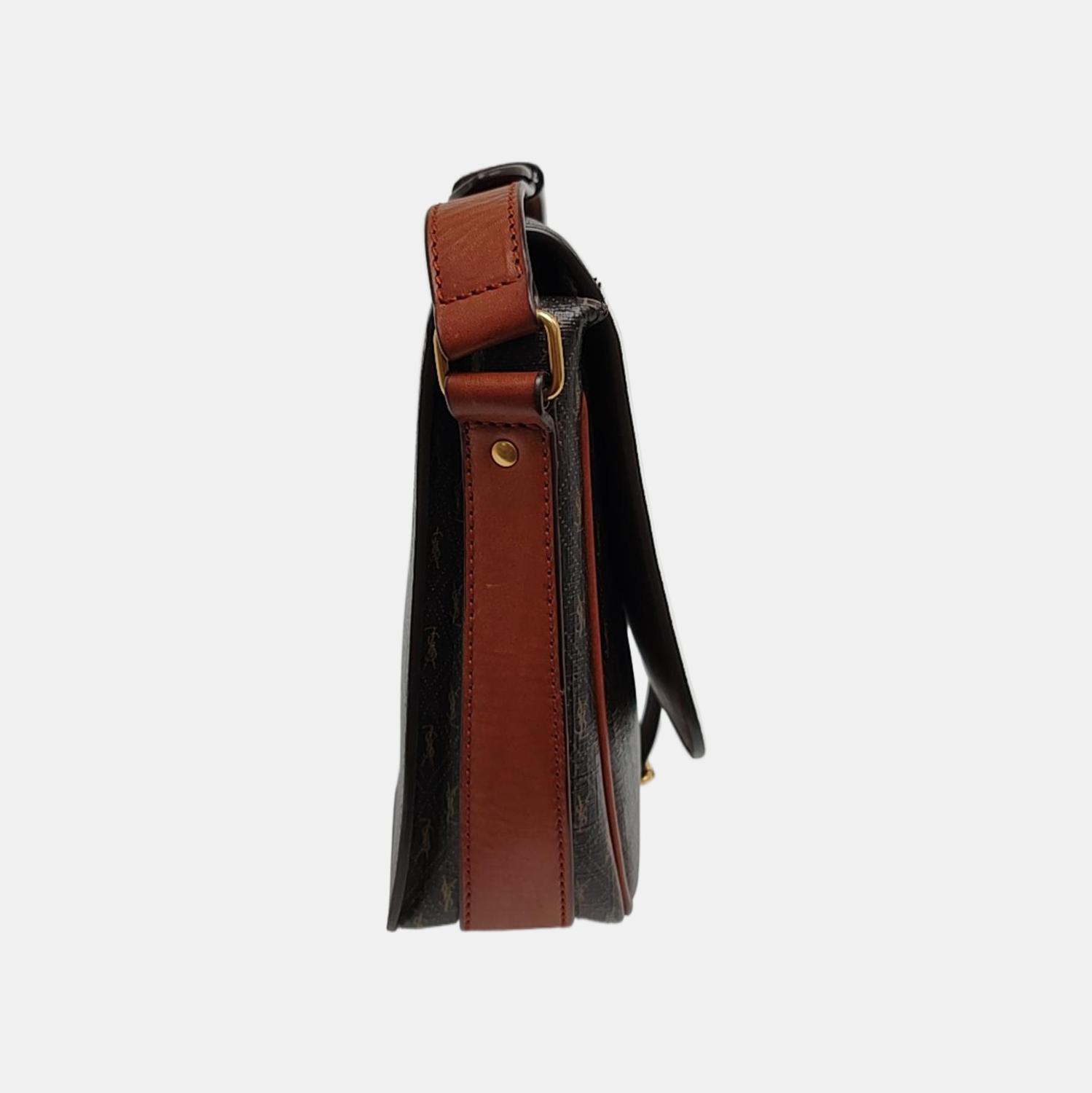 Coated Canvas Crossbody Bag Brown