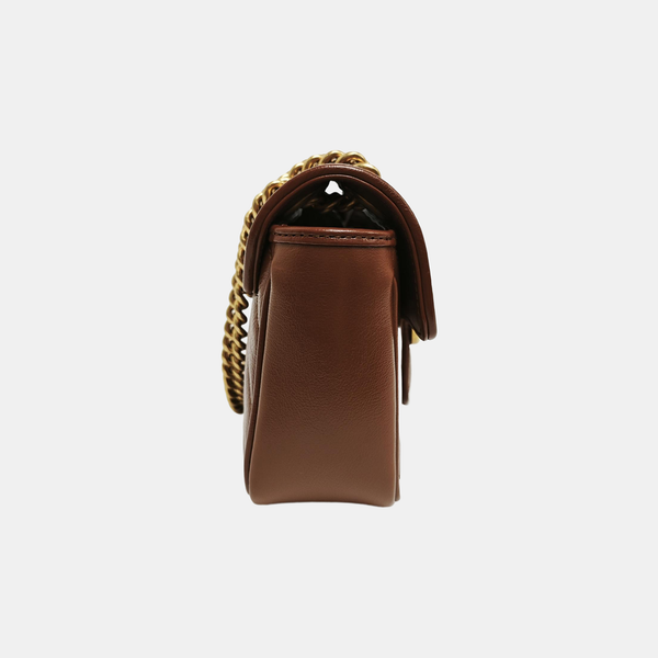GG Marmont Small Quilted Calfskin Brown