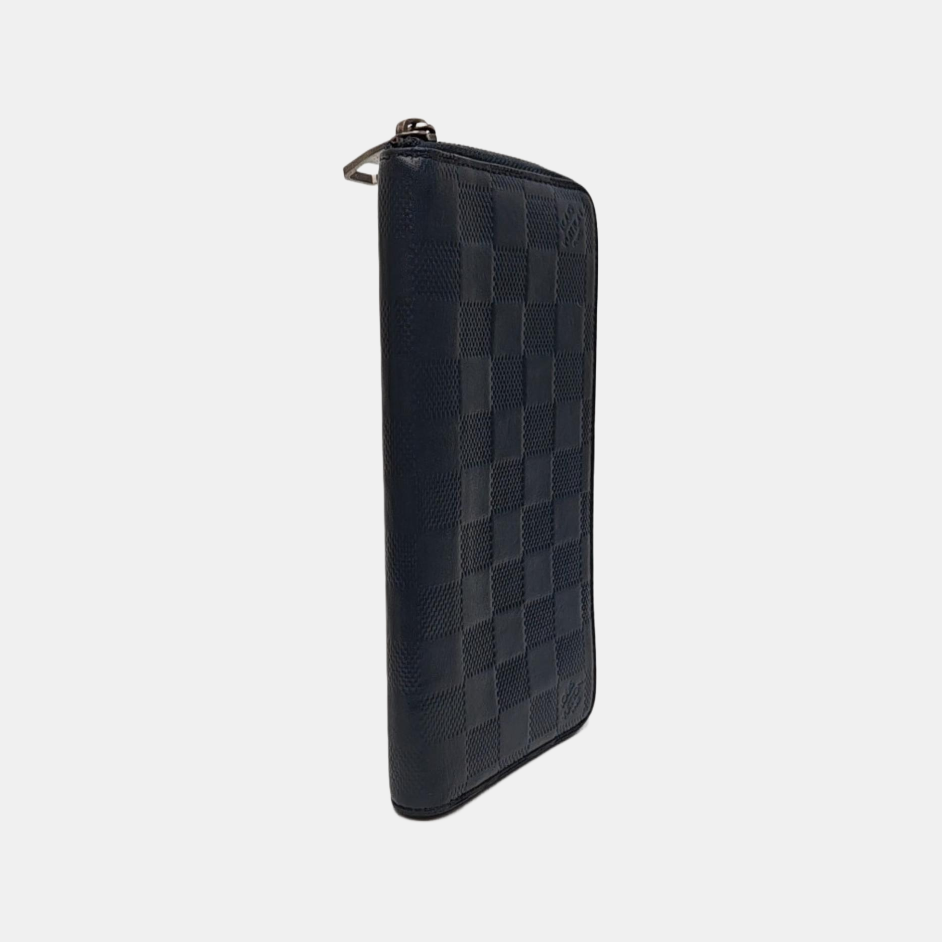 ZIPPY Damier Calfskin Blue Wallet