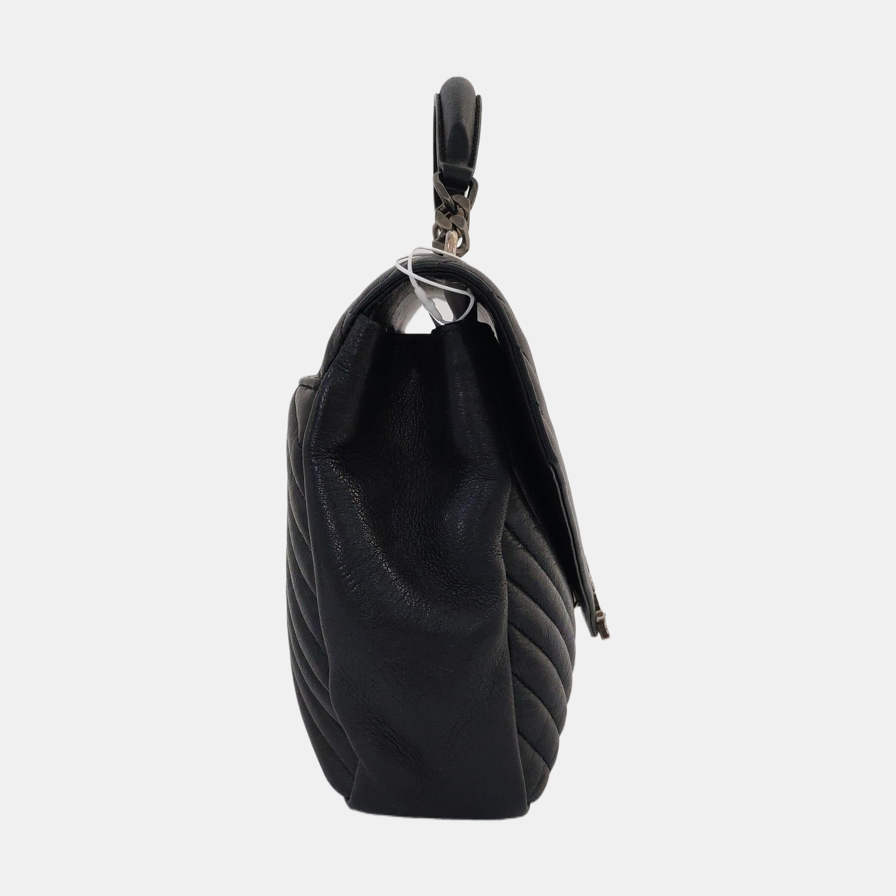 COLLEGE Large Chevron Lambskin Black