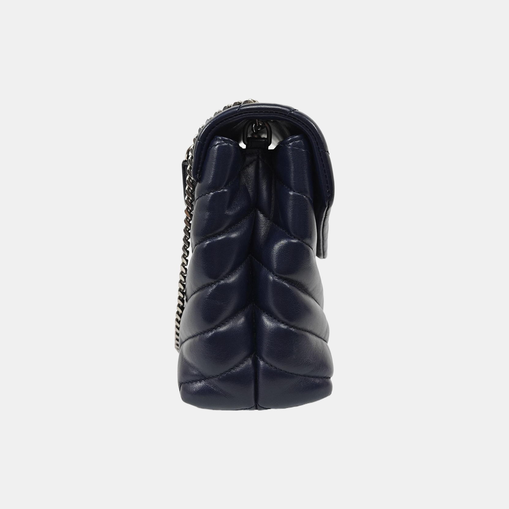 LOULOU Small Chevron Calfskin Blue