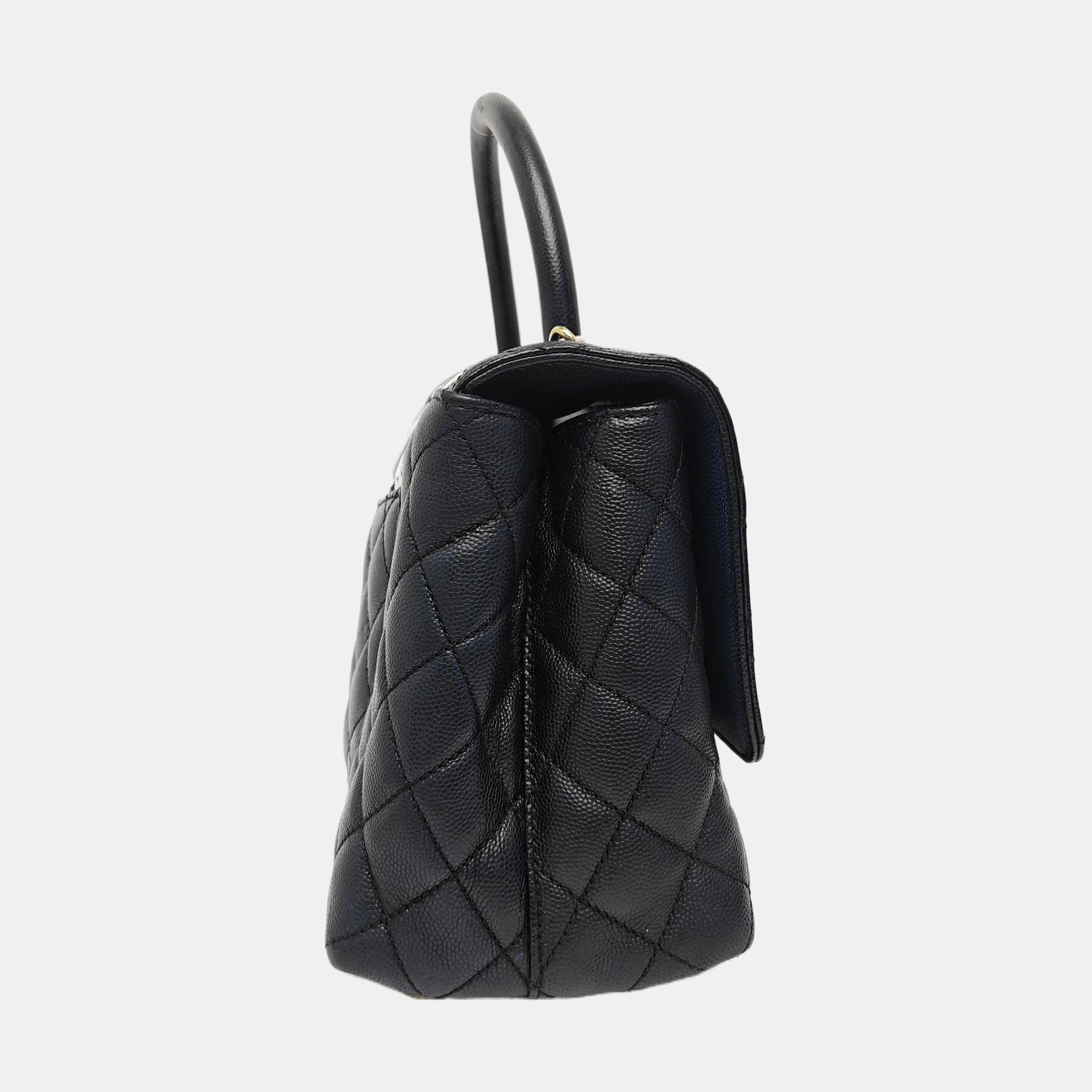 COCO HANDLE Medium Quilted Grained Calfskin Black