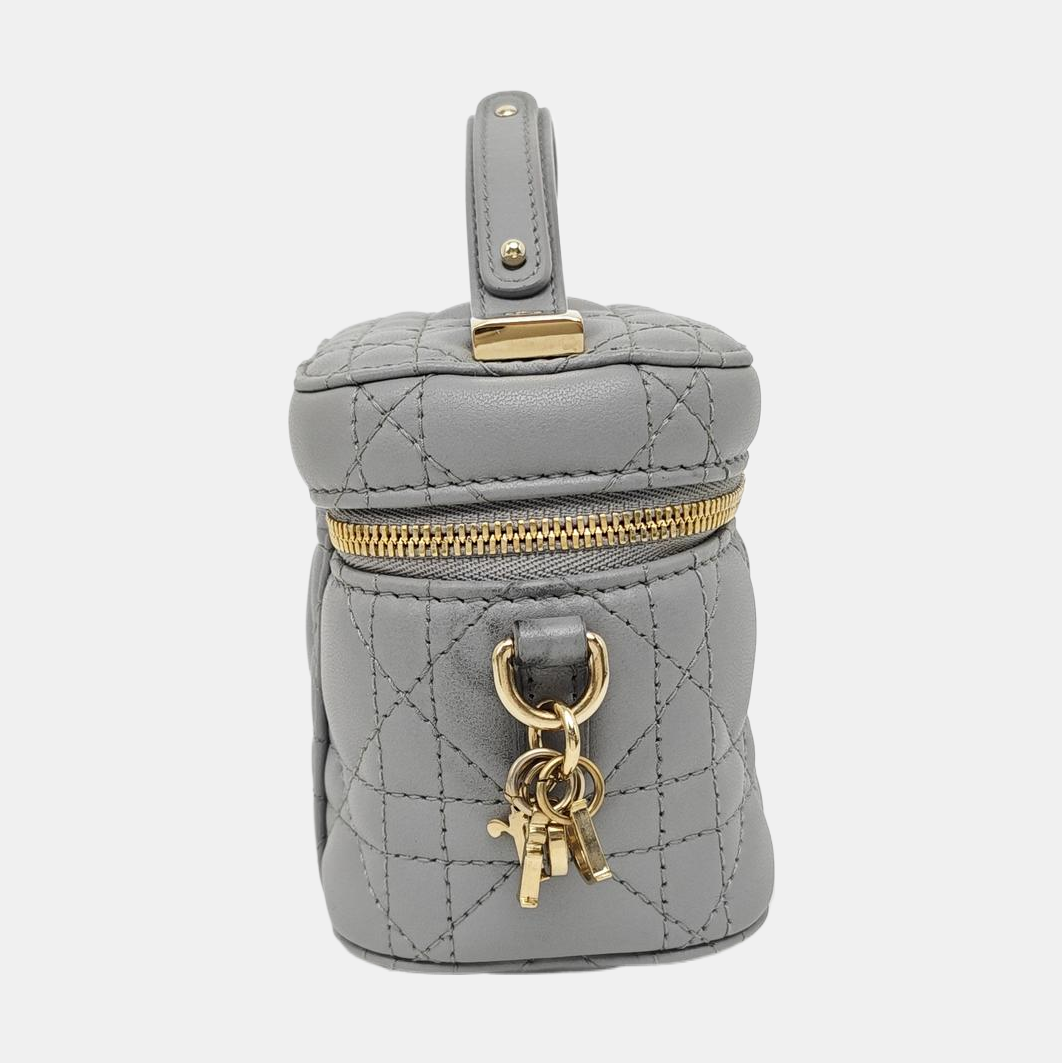 Vanity Lady Dior Super Mini Cannage Lambskin Gray